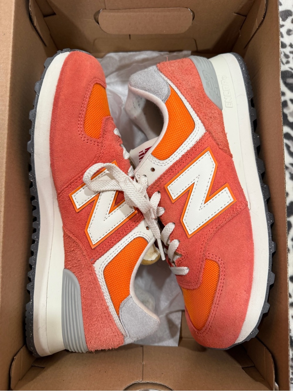 New Balance Women’s Coral & Orange Suede Sneakers